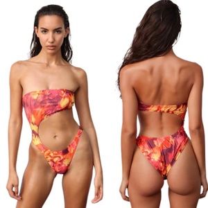 Melissa Simone Elle Cut-out One Piece bikini - Tangerine